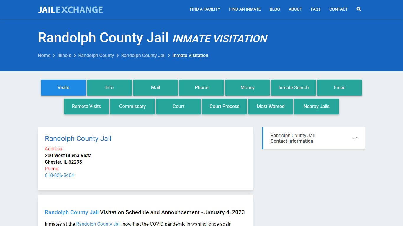 Inmate Visitation - Randolph County Jail, IL - Jail Exchange